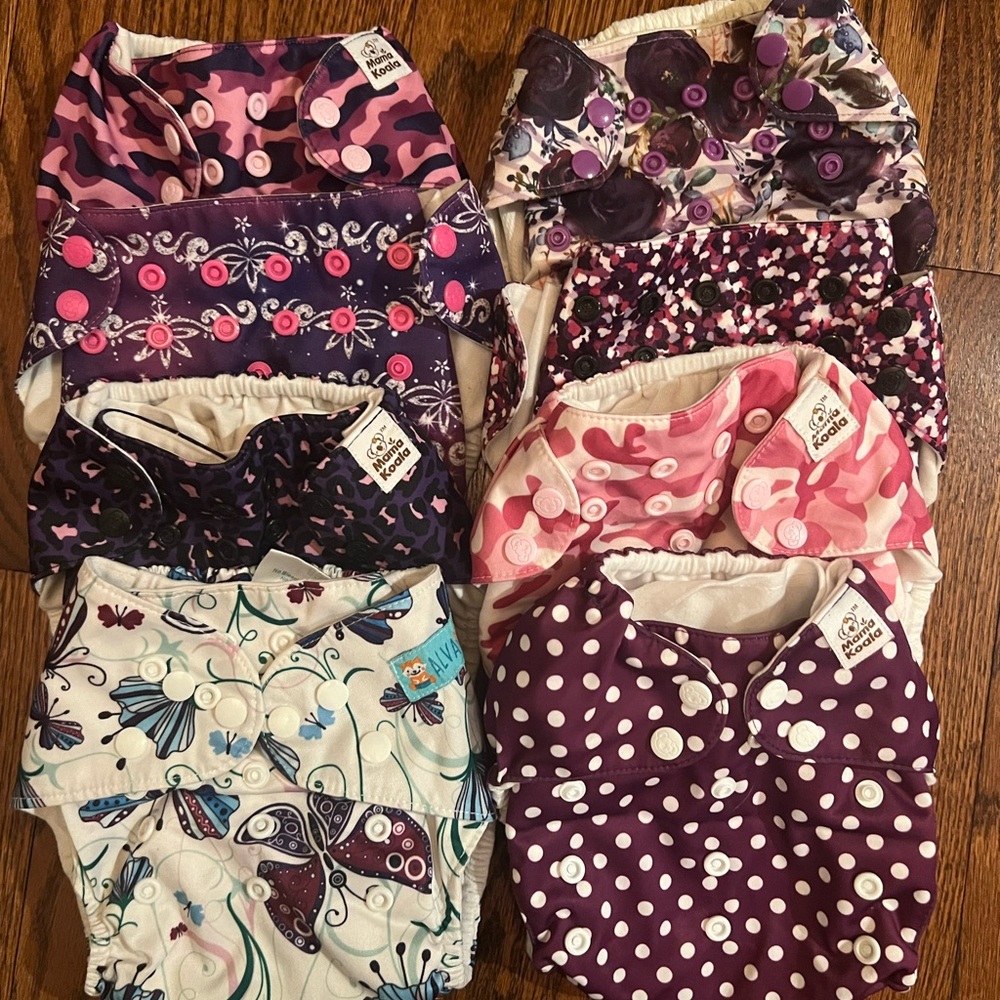 Pinks/Purples Cloth Diaper Set of 8
